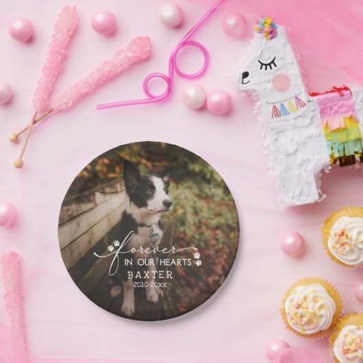 ペット写真の手の跡が永遠にハートに残る ペーパープレート (パーティー)