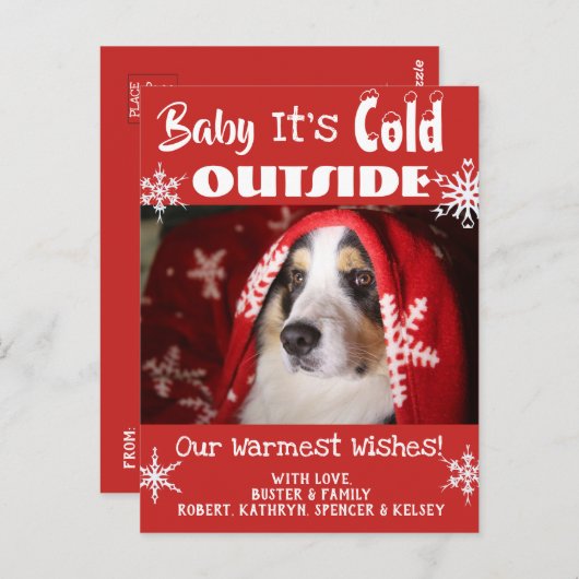 ペット写真の"それによってが冷たい外側"の休日をであるベビー加えて下さい ポストカード (正面/裏面)