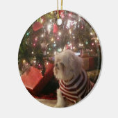 ペット写真または人のクリスマスツリーのオーナメントを加えて下さい セラミックオーナメント (左)