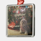 ペット写真または人のクリスマスツリーのオーナメントを加えて下さい メタルオーナメント (左)