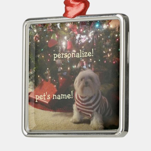 ペット写真または人のクリスマスツリーのオーナメントを加えて下さい メタルオーナメント (左)