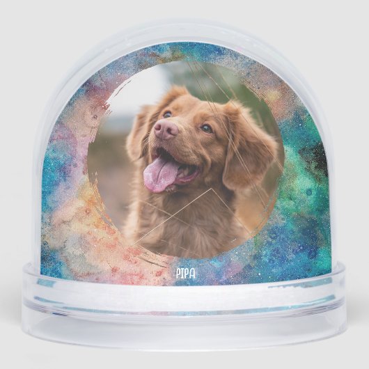ペット写真を失った猫犬の悔やみや弔慰スノーグローブ (正面)
