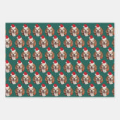 ペット写真クリスマスカラーサンタ帽子の頭 ラッピングペーパーシート (正面)