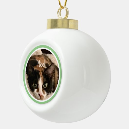 ペット写真テンプレートスノーフレークフレームオーナメント セラミックボールオーナメント (右)