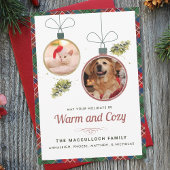 ペット写真プレイドタータンチェッククリスマス シーズンカード