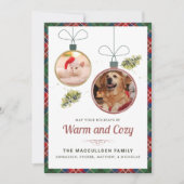 ペット写真プレイドタータンチェッククリスマス シーズンカード (正面)