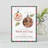 ペット写真プレイドタータンチェッククリスマス シーズンカード (スタンド正面)