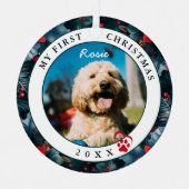 ペット写真マイ初めてのクリスマス犬 メタルオーナメント (正面)