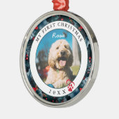 ペット写真マイ初めてのクリスマス犬 メタルオーナメント (左)