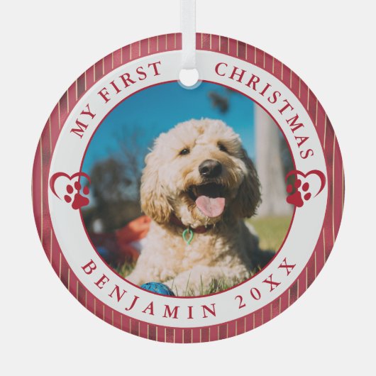 ペット写真マイ初めてのクリスマス ガラスオーナメント (正面)