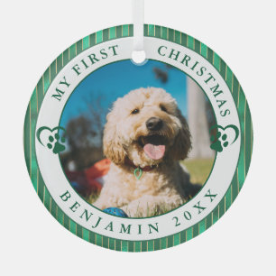 ペット写真マイ初めてのクリスマス ガラスオーナメント