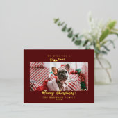 ペット写真メリークリスマス 箔シーズンポストカード (立ち正面)