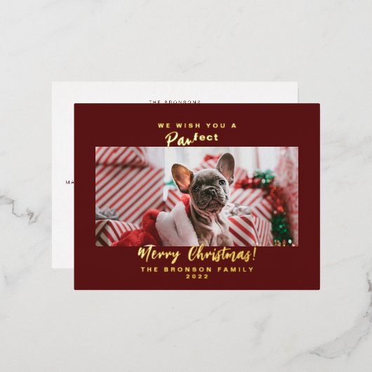ペット写真メリークリスマス 箔シーズンポストカード (正面/裏面)