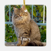ペット写真入り 名前入り 猫好きギフト セラミックオーナメント (正面)