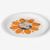 ペット写真用かわいいオレンジ色の花枠 ペーパープレート (アングル)