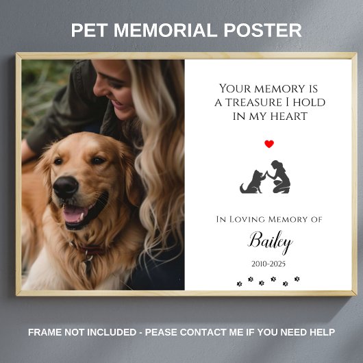 ペット写真記念ペットロス引用文 パーソナライズされた ポスター