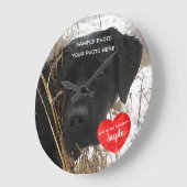 ペット写真記念物-写真を追加-犬の写真 ラージ壁時計 (傾斜)