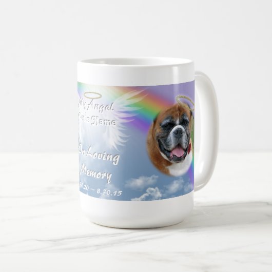 ペット写真記念虹の天使の翼とハロー コーヒーマグカップ (正面右)