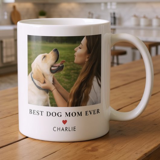 ペット写真 犬のお母さん 名前 モダン シンプル コーヒーマグカップ