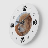 ペット写真（白黒） ラージ壁時計 (傾斜)