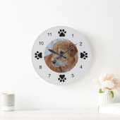 ペット写真（白黒） ラージ壁時計 (ホーム)