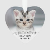 ペット初めてのクリスマススクリプトキャットフォトハート オーナメント (正面)