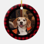 ペット初めてのクリスマスバッファロープレイド2枚の写真2面 セラミックオーナメント (裏面)