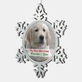 ペット初めてのクリスマスパーソナライズされた写真テンプレート スノーフレークピューターオーナメント (右)