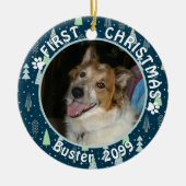 ペット初めてのクリスマスブルーグリーンツリーズ セラミックオーナメント (正面)
