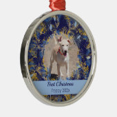 ペット初めてのクリスマスブルーリース メタルオーナメント (右)