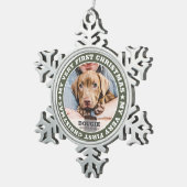 ペット初めてのクリスマスモダンのカスタム写真記念 スノーフレークピューターオーナメント (右)