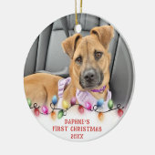 ペット初めてのクリスマスライト2枚パーソナライズされた写真 セラミックオーナメント (左)