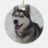 ペット初めてのクリスマスレッドバッファローチェックパーソナライズされた セラミックオーナメント (裏面)