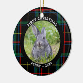 ペット初めてのクリスマス写真パーソナライズされた板 セラミックオーナメント (左)