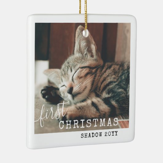 ペット初めてのクリスマス写真可愛シンプルい セラミックオーナメント (右)