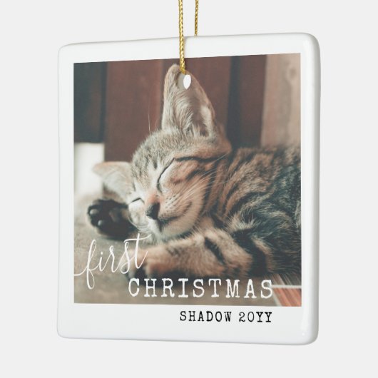 ペット初めてのクリスマス写真可愛シンプルい セラミックオーナメント (左)