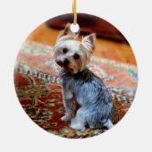 ペット初めてのクリスマス2枚の写真2面フローラ セラミックオーナメント (裏面)