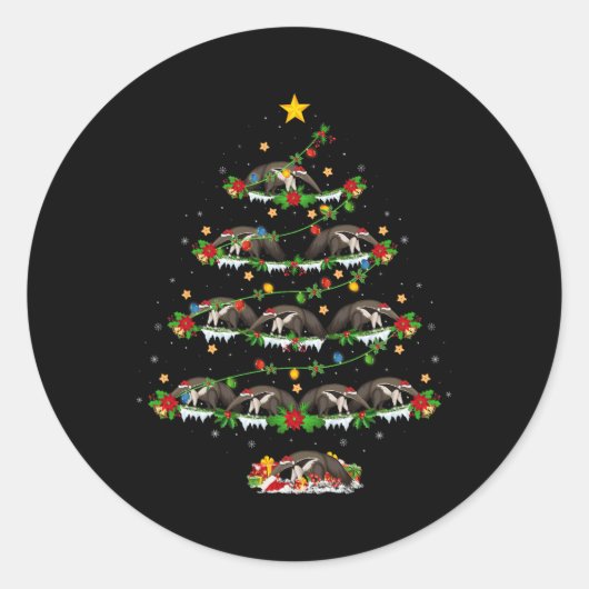 ペット動物クリスマスライトサンタアンテータクリスマストートル ラウンドシール (正面)