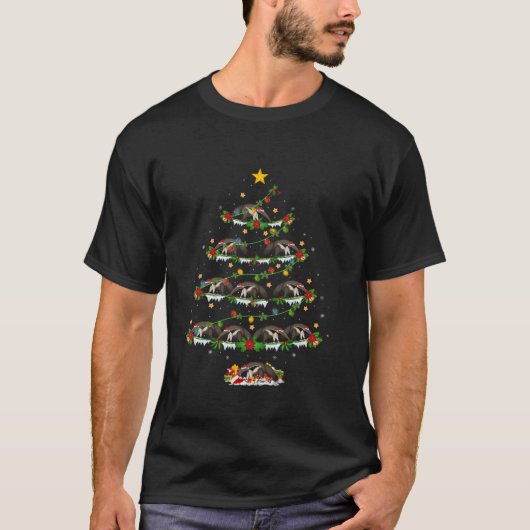 ペット動物クリスマスライトサンタアンテータクリスマストートル Tシャツ (正面)