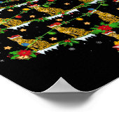 ペット動物クリスマスライトサンタベンガル猫クリスマス ポスター (角)