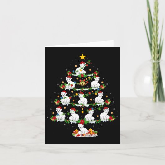 ペット動物クリスマスライトサンタ北極キツネクリスマス カード (正面)