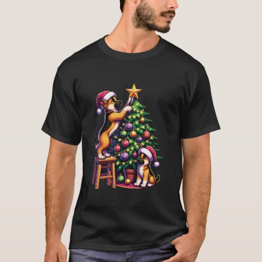 ペット動物ドイツ羊飼い犬飾のクリスマス Tシャツ (正面)