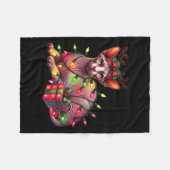 ペット動物愛好家かわいいスフィンクス猫トナカイ〔雄ジカの〕枝角 フリースブランケット (正面(横))