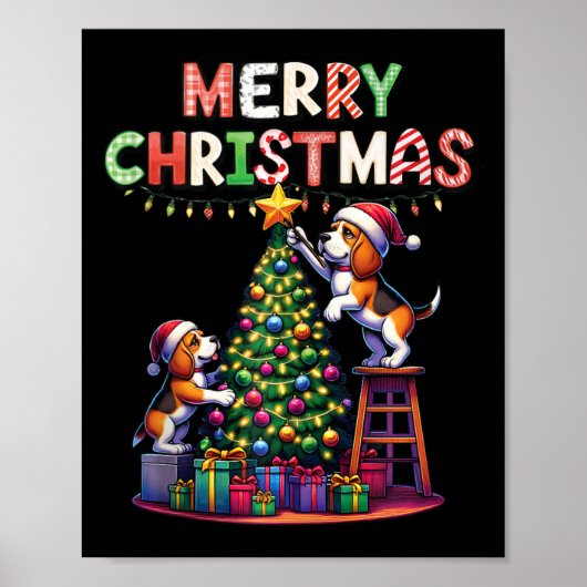 ペット動物愛好家クリスマスビーグルドッグ飾ズChri ポスター (正面)