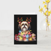 ペット動物愛好家シーズー（犬）ズドッグズトナカイ〔雄ジカの〕枝角C カード (黄色い花)