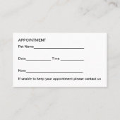 ペット動物病院の獣医アポイントメントカード 予約カード (裏面)