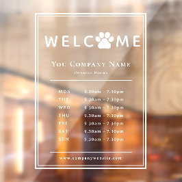 ペット動物病院営業時間肉球ロゴ ウィンドウサイン