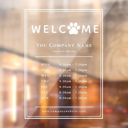 ペット動物病院営業時間肉球ロゴ ウィンドウサイン (シート2)