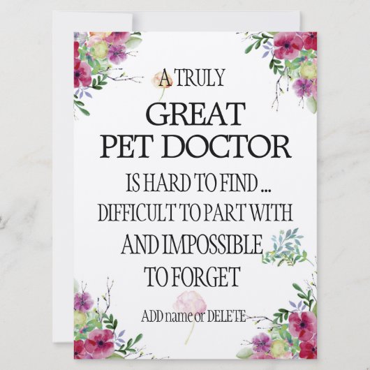 ペット医師の獣医ありがとう カード (正面)