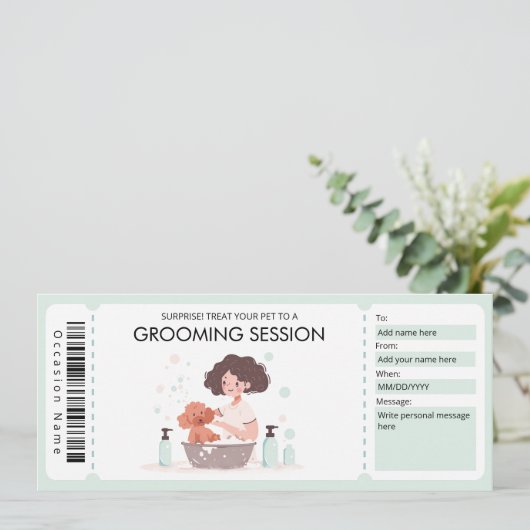 ペット又はグルーミングのペット犬のオーナー贈与証 招待状 (スタンド正面)